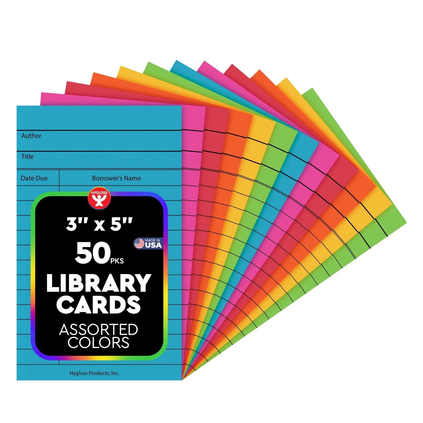 Library Cards, Assorted Colors