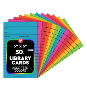 Library Cards, Assorted Colors