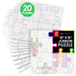 Set of 20 white junior puzzles with colorful designs on a white background