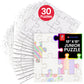 Set of 30 white puzzle pieces with a colorful puzzle piece design on a white background.