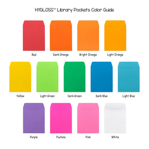 Colored Library Pockets, Self-Adhesive, 3.5 In x 4.875-Inch