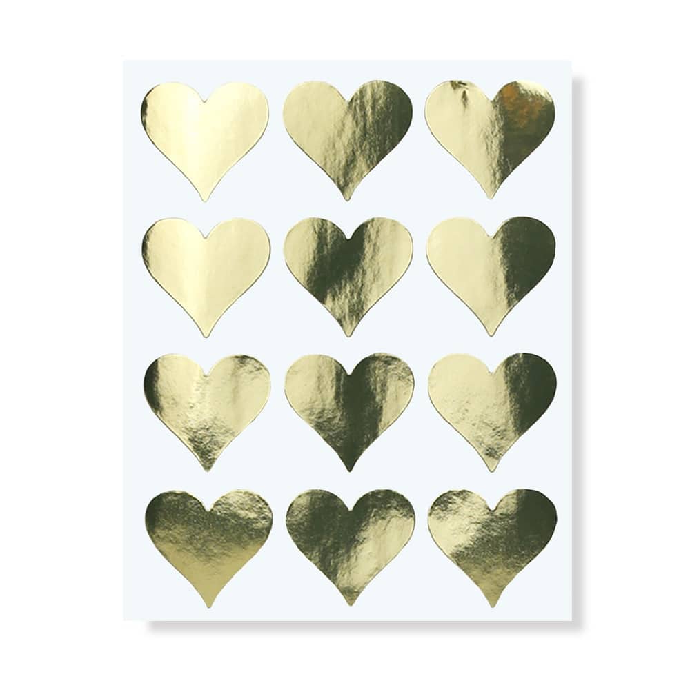 Gold Foil Heart Stickers (Set of 72)