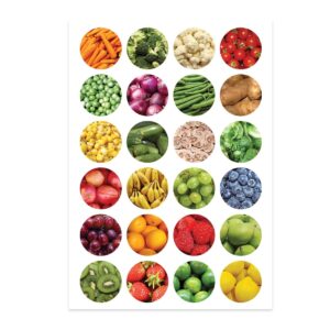 Fruits and Veggies Circle Stickers