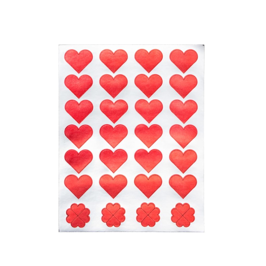 Red Foil Heart Stickers, Hearts Stickers