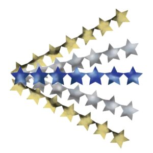 Stars Sticker Strips - 2 Gold Strips, 2 Silver Strips, 1 Blue Strip (Metallic)