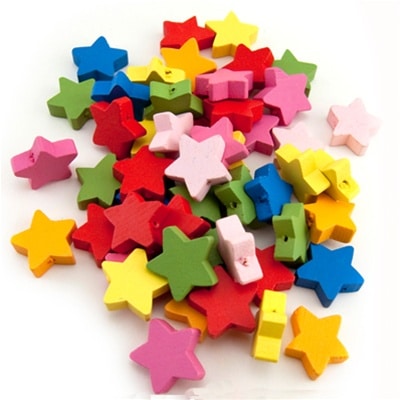Bright Wooden Star Beads