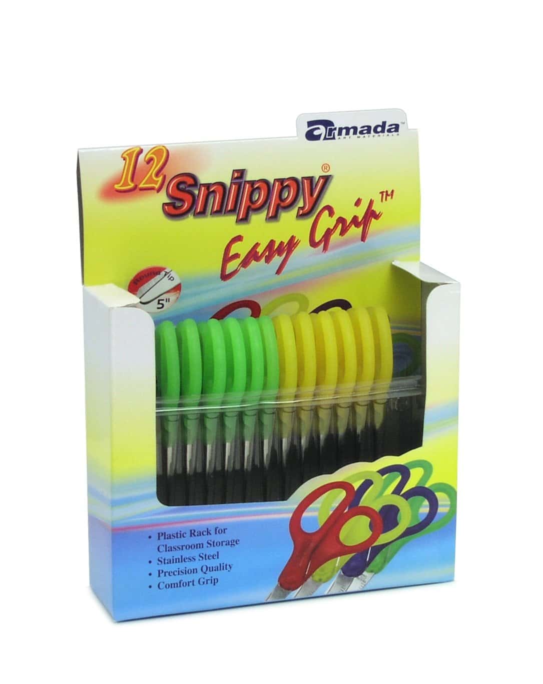 Snippy® Easy Grip 5″ Blunt Tip Scissors 12 Pairs Class Pack
